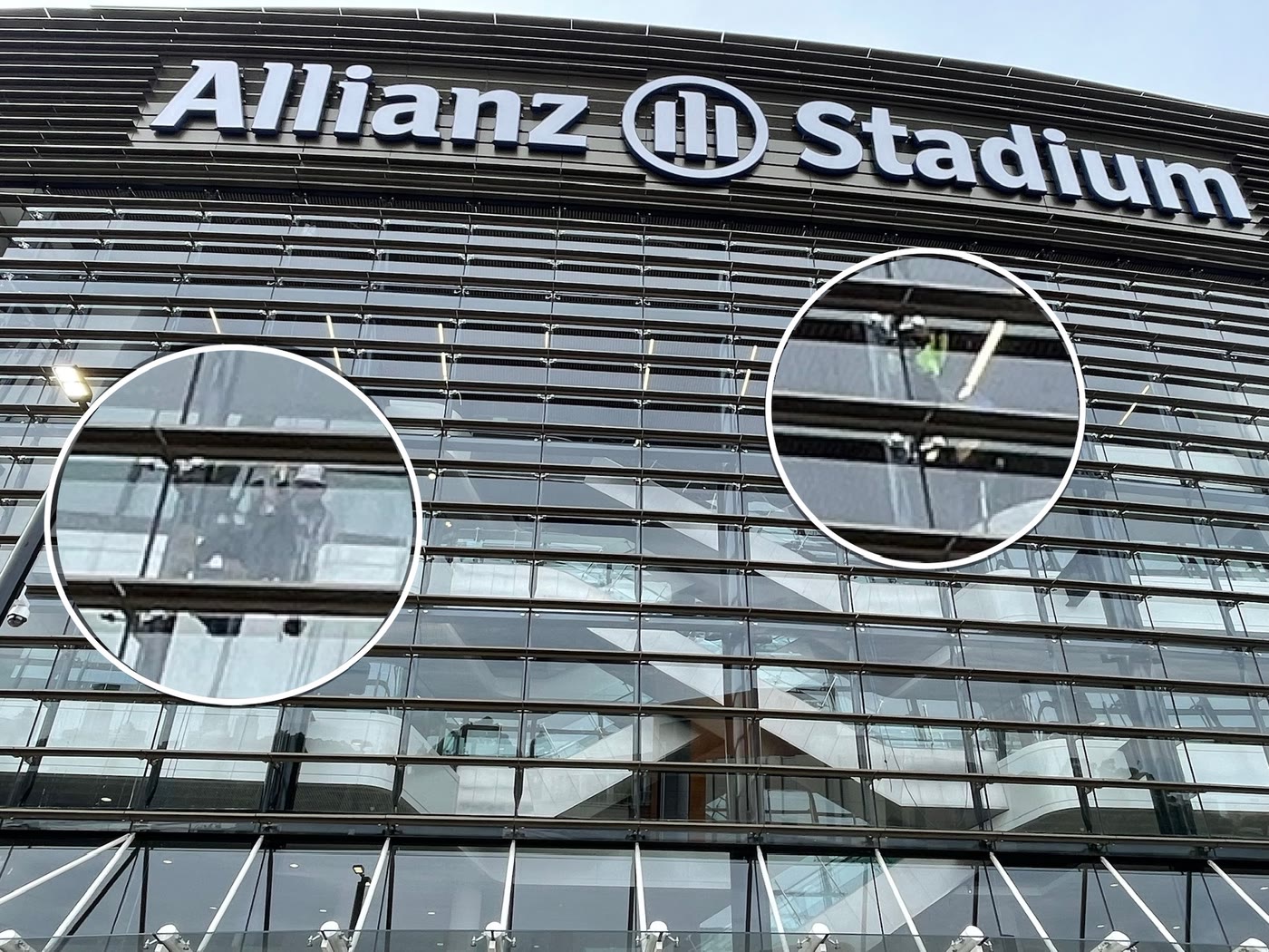 Rope access technicians on the Allianz Stadium façade
