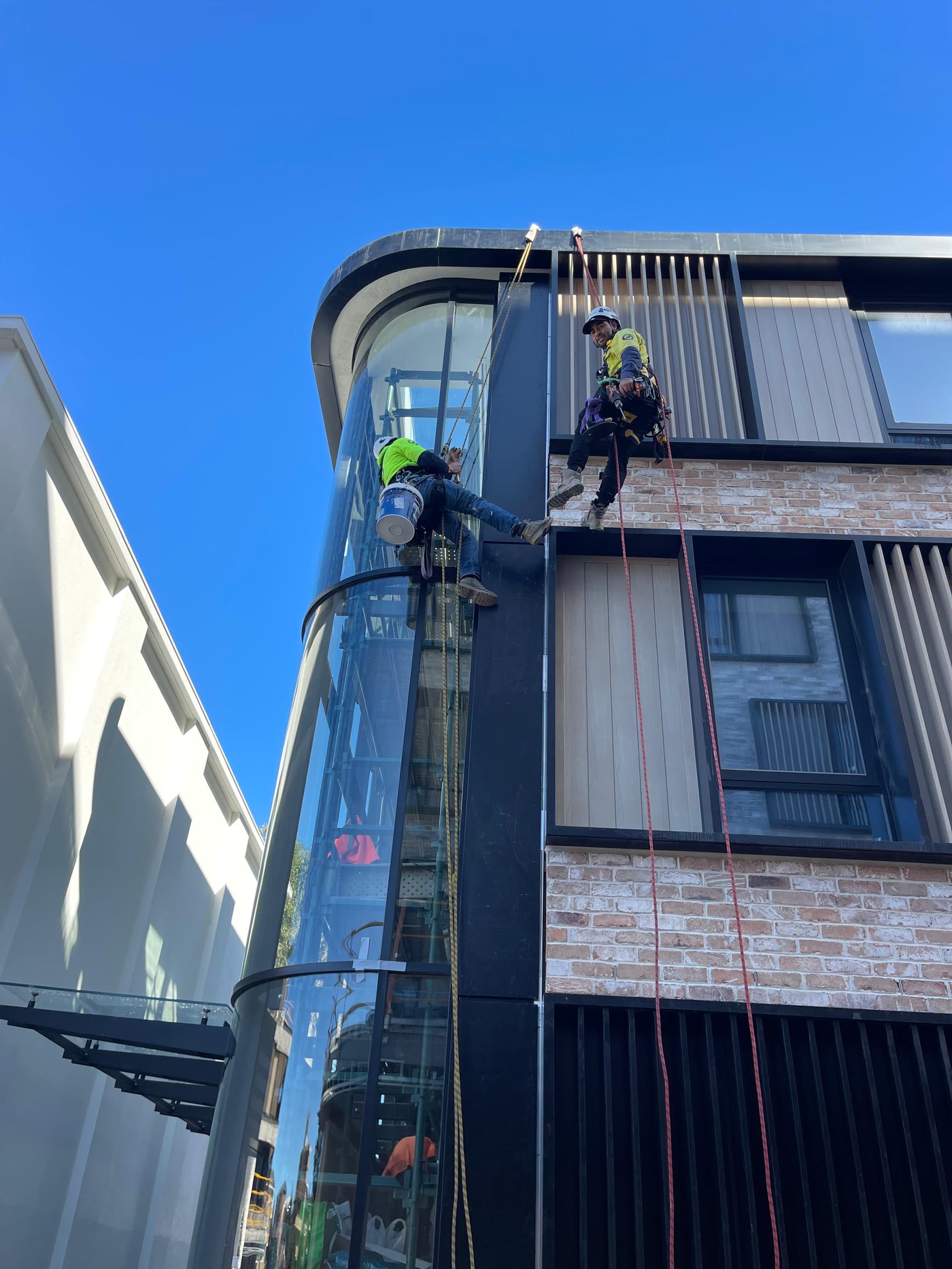 Technician working on a residential tower